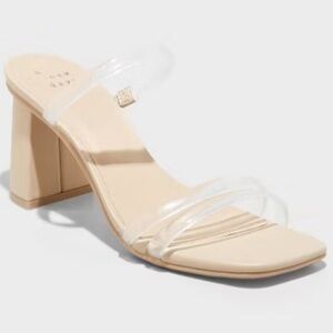 A NEW DAY BNWT CLEAR BLOCK HEELS STACY MULE SANDALS-SIZE 10 TARGET.